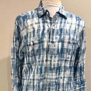 VINTAGE POLO RALPH LAUREN TIEDYE LINEN SHIRT MED.